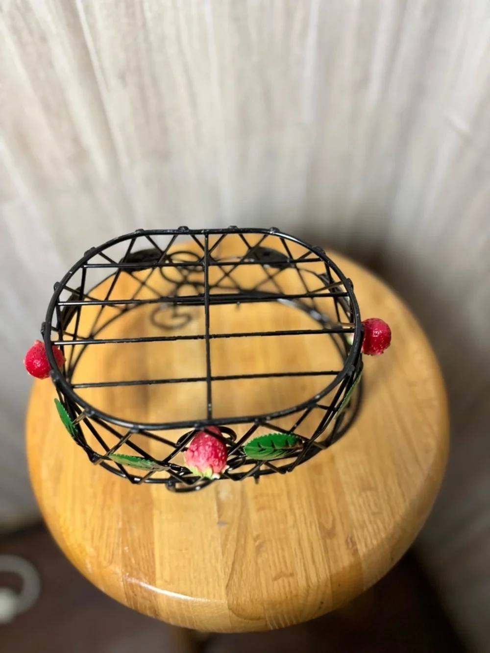 Decorative Black Metal Strawberry Wire Basket - Home Accents Vintage
